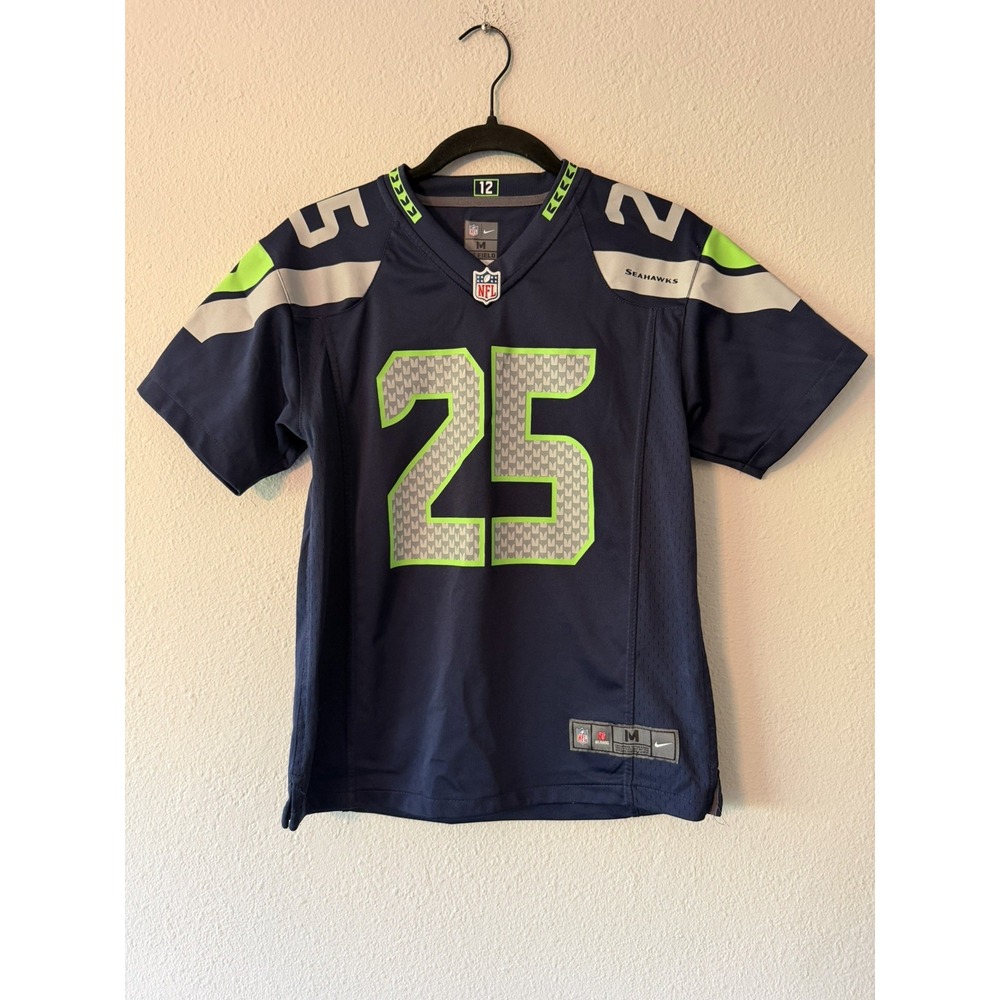 Nike Richard Sherman #25 Seattle Seahawks Blue Youth Medium 10/12 Jersey